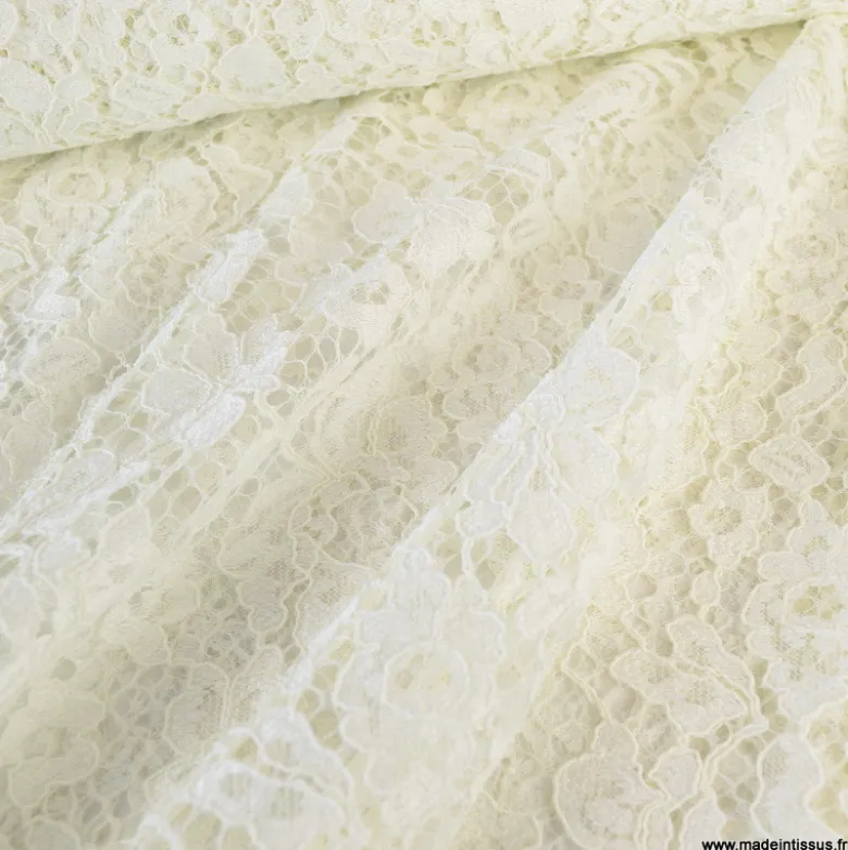 Tissu Dentelle guipure festonnée écru - Donatella