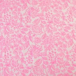 Tissu double gaze Alma motif fleurs roses fond blanc - OEKO TEX