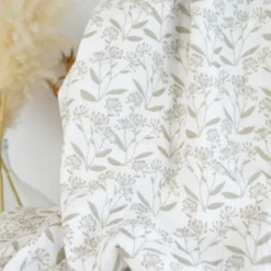 Tissu double gaze Alphonse motif fleurs fond blanc cassé - OEKO TEX
