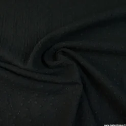 Tissu Double gaze brodée Adèle Noir