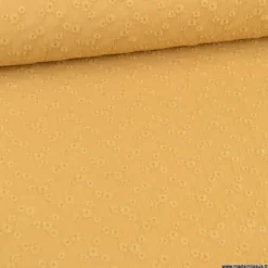 Tissu Double gaze brodée Esmée Camel - oeko tex