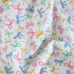 Tissu double gaze Celanie motif noeuds fond blanc