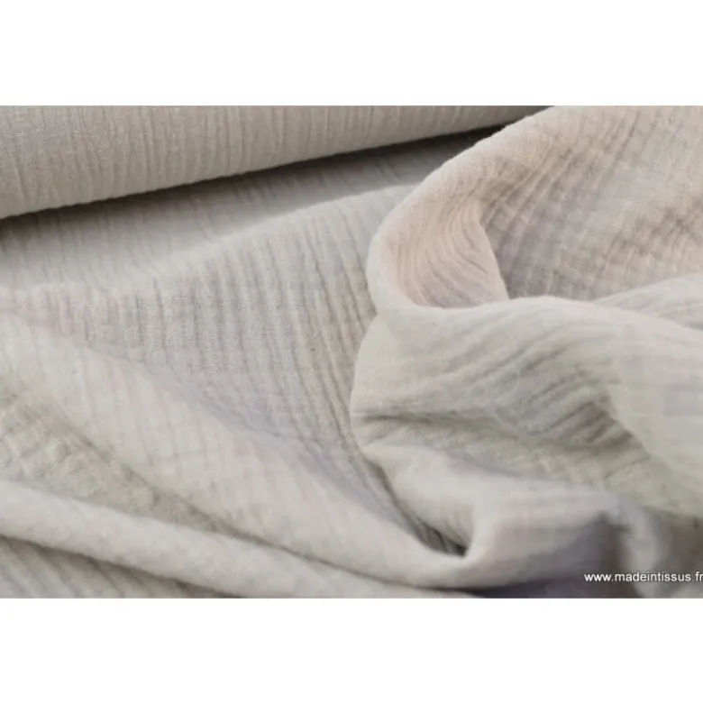 Tissu Double gaze coton beige - OEKO TEX