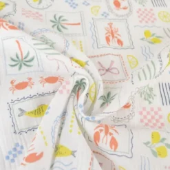 Tissu Double gaze coton Cagliari fond blanc - OEKO TEX