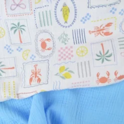 Tissu Double gaze coton Cagliari fond blanc - OEKO TEX