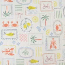 Tissu Double gaze coton Cagliari fond blanc - OEKO TEX
