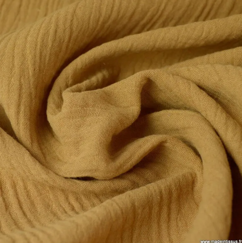 Tissu Double gaze coton Camel - OEKO TEX
