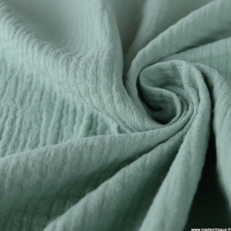 Tissu Double gaze coton Céladon - OEKO TEX