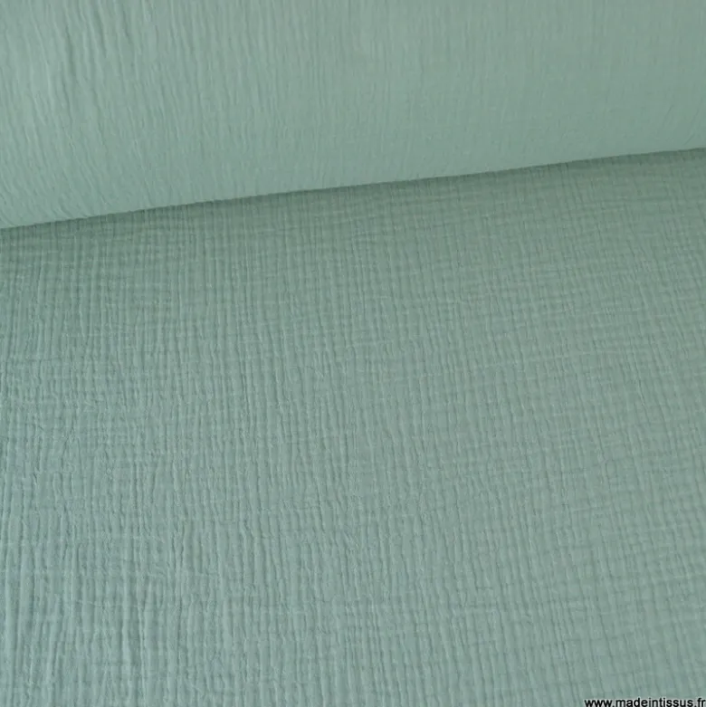 Tissu Double gaze coton Céladon - OEKO TEX