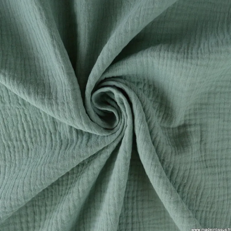 Tissu Double gaze coton Céladon - OEKO TEX