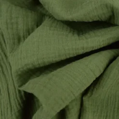 Tissu Double gaze coton Colois vert fougère - OEKO TEX
