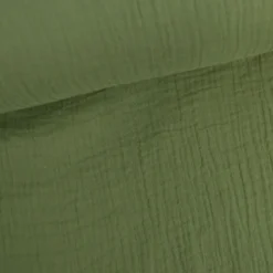 Tissu Double gaze coton Colois vert fougère - OEKO TEX