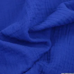Tissu Double gaze coton Coloris bleu Cobalt- OEKO TEX