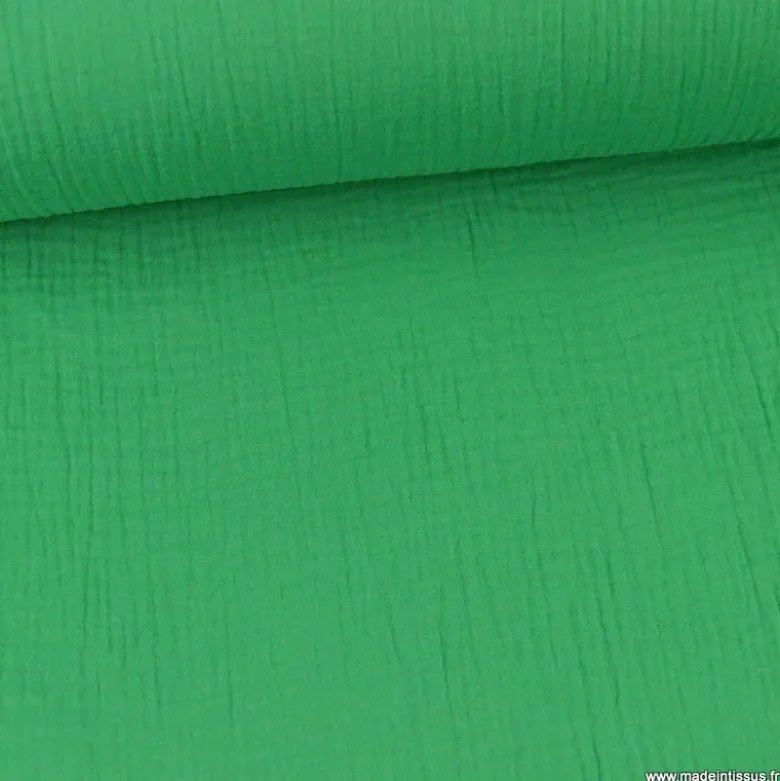 Tissu Double gaze coton Coloris vert - OEKO TEX
