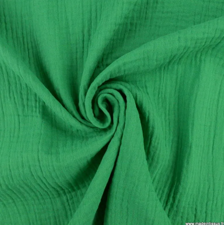 Tissu Double gaze coton Coloris vert - OEKO TEX
