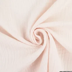 Tissu Double gaze coton Coloris blanc rosé Morganite - OEKO TEX
