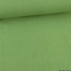 Tissu Double gaze coton Coloris vert ortie - OEKO TEX