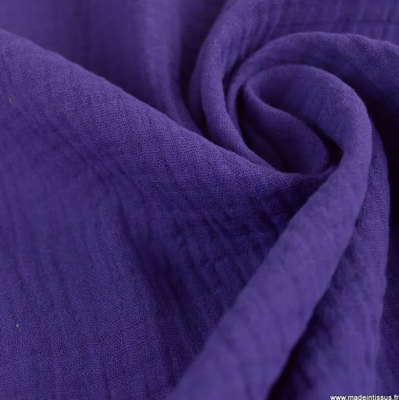Tissu Double gaze coton Coloris Violet - OEKO TEX