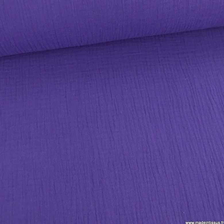 Tissu Double gaze coton Coloris Violet - OEKO TEX