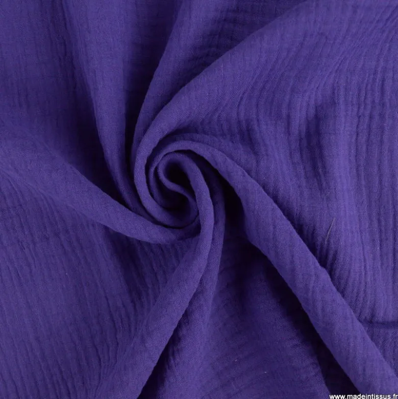 Tissu Double gaze coton Coloris Violet - OEKO TEX