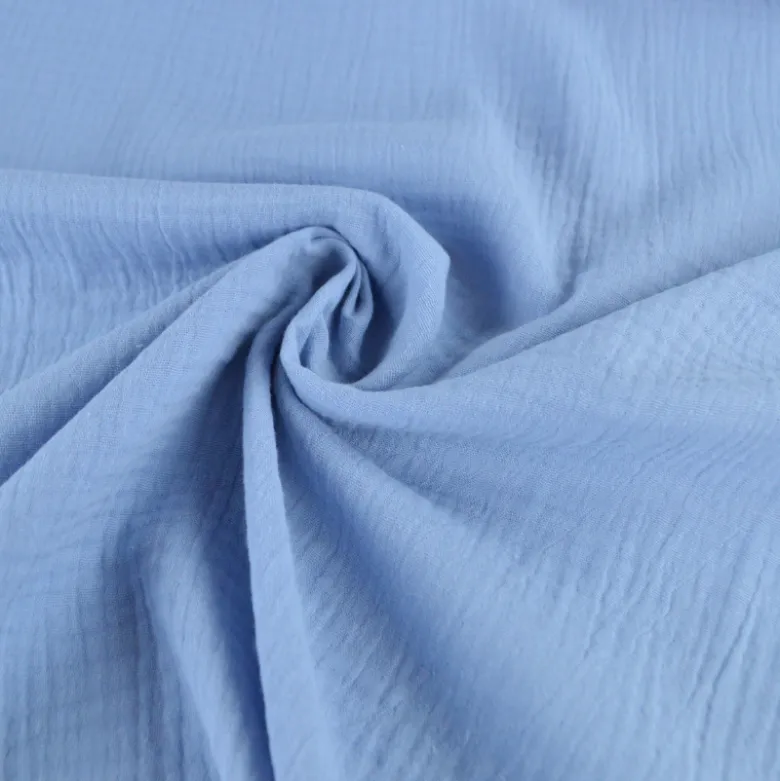 Tissu Double gaze coton Coloris Bleu Baltique - OEKO TEX