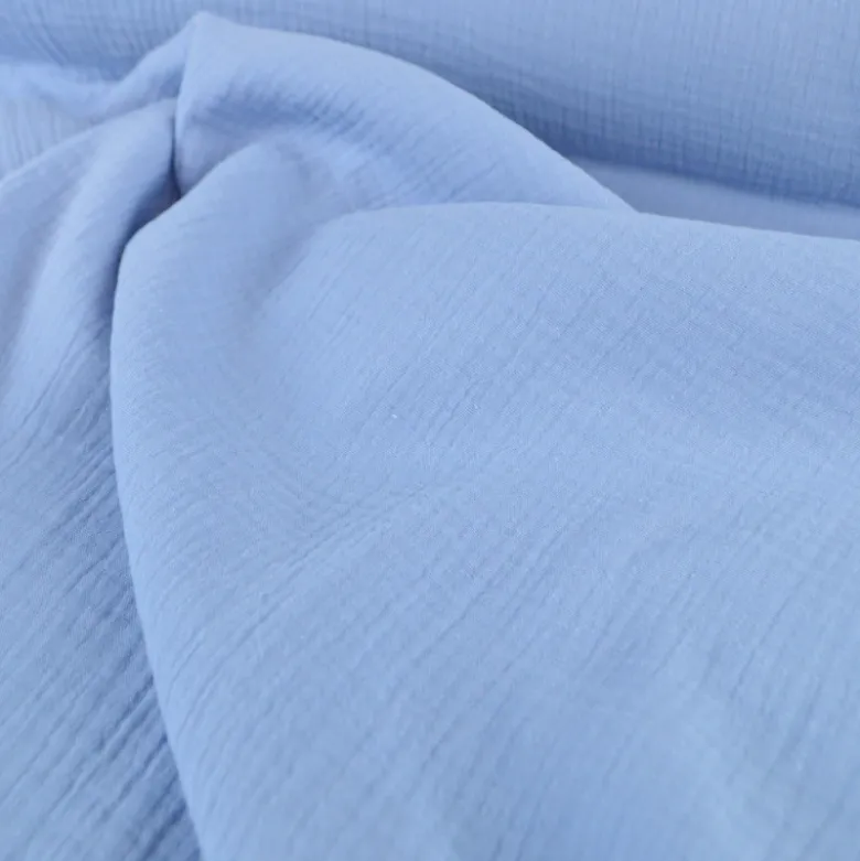 Tissu Double gaze coton Coloris Bleu Baltique - OEKO TEX