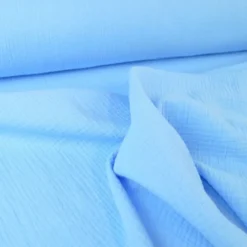 Tissu Double gaze coton Coloris Bleu riviera - OEKO TEX