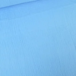 Tissu Double gaze coton Coloris Bleu riviera - OEKO TEX