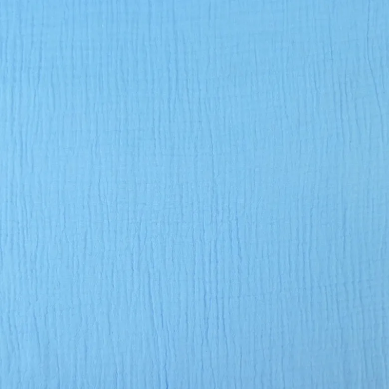 Tissu Double gaze coton Coloris Bleu riviera - OEKO TEX