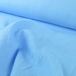 Tissu Double gaze coton Coloris Bleu riviera - OEKO TEX