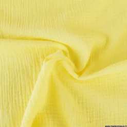 Tissu Double gaze coton Coloris Jaune Lemon - OEKO TEX