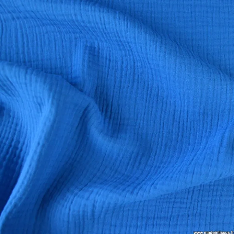 Tissu Double gaze coton Coloris bleu outremer - OEKO TEX