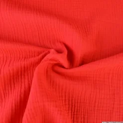 Tissu Double gaze coton Coloris Cerise - OEKO TEX