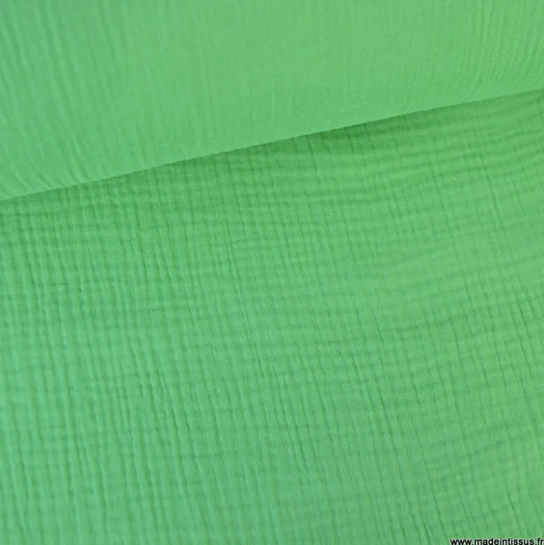 Tissu Double gaze coton Coloris Vert basilic - OEKO TEX