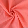 Tissu Double gaze coton Coloris Corail - OEKO TEX