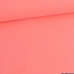 Tissu Double gaze coton Coloris Corail - OEKO TEX