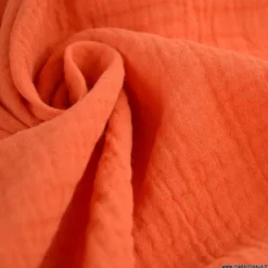 Tissu Double gaze coton Coloris Orange Tangerine - OEKO TEX