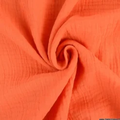 Tissu Double gaze coton Coloris Orange Tangerine - OEKO TEX