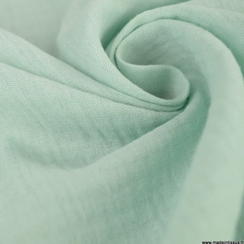 Tissu Double gaze coton Coloris Menthe clair - OEKO TEX