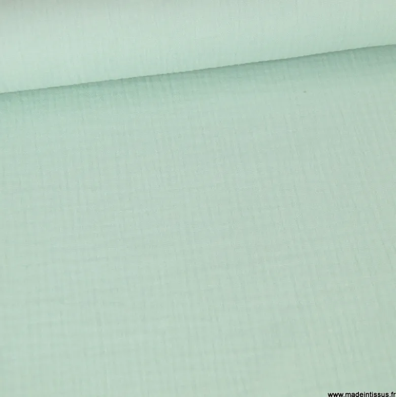 Tissu Double gaze coton Coloris Menthe clair - OEKO TEX