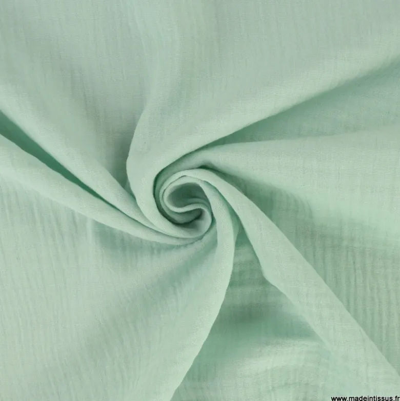 Tissu Double gaze coton Coloris Menthe clair - OEKO TEX