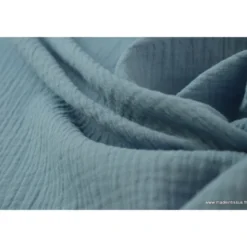 Tissu Double gaze 100% coton denim clair - OEKO TEX