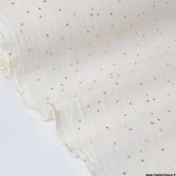 Tissu Double gaze coton Glitter à pois OR coloris ECRU - OEKO TEX