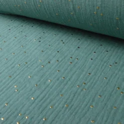 Tissu Double gaze coton Glitter à pois OR coloris Eucalyptus - OEKO TEX