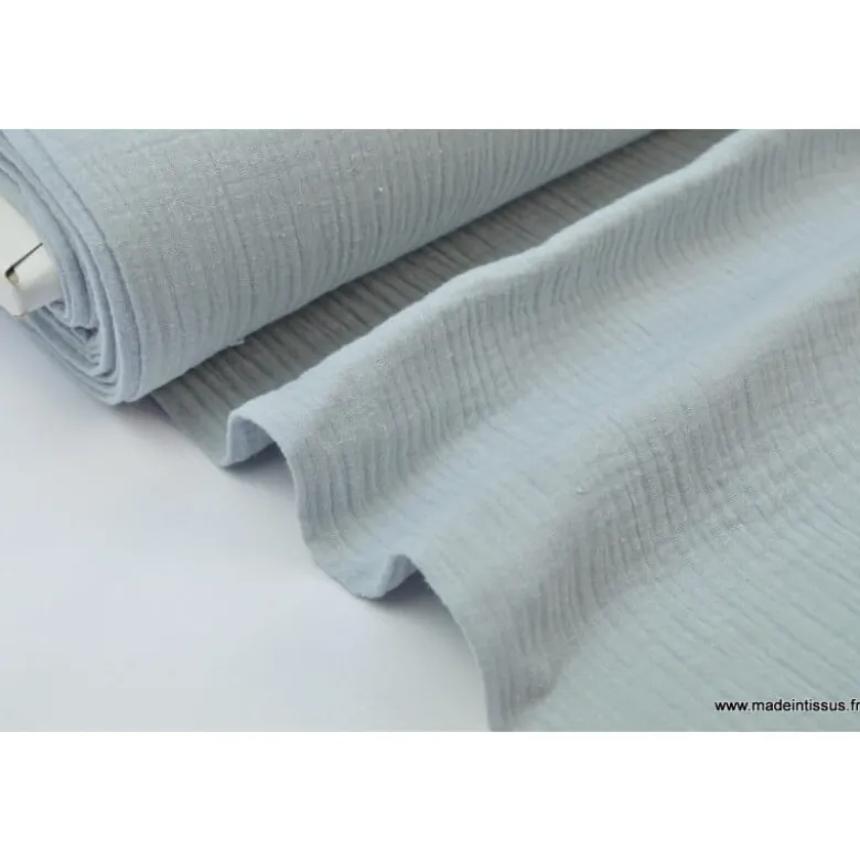 Tissu Double gaze coton Gris - OEKO TEX