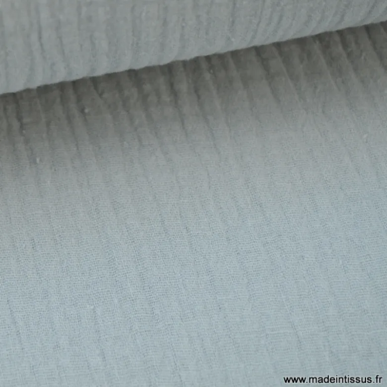 Tissu Double gaze coton Gris - OEKO TEX