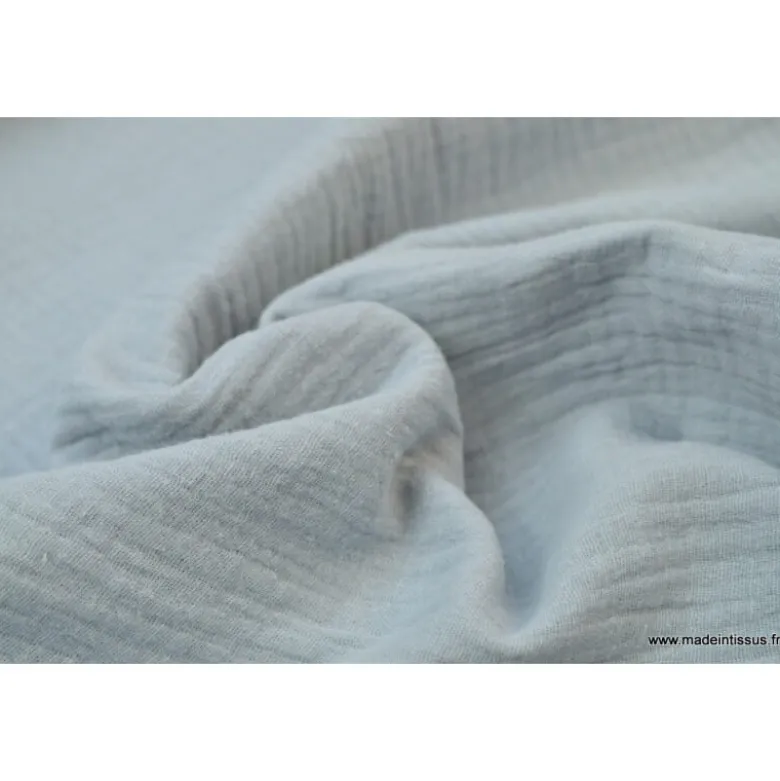 Tissu Double gaze coton Gris - OEKO TEX