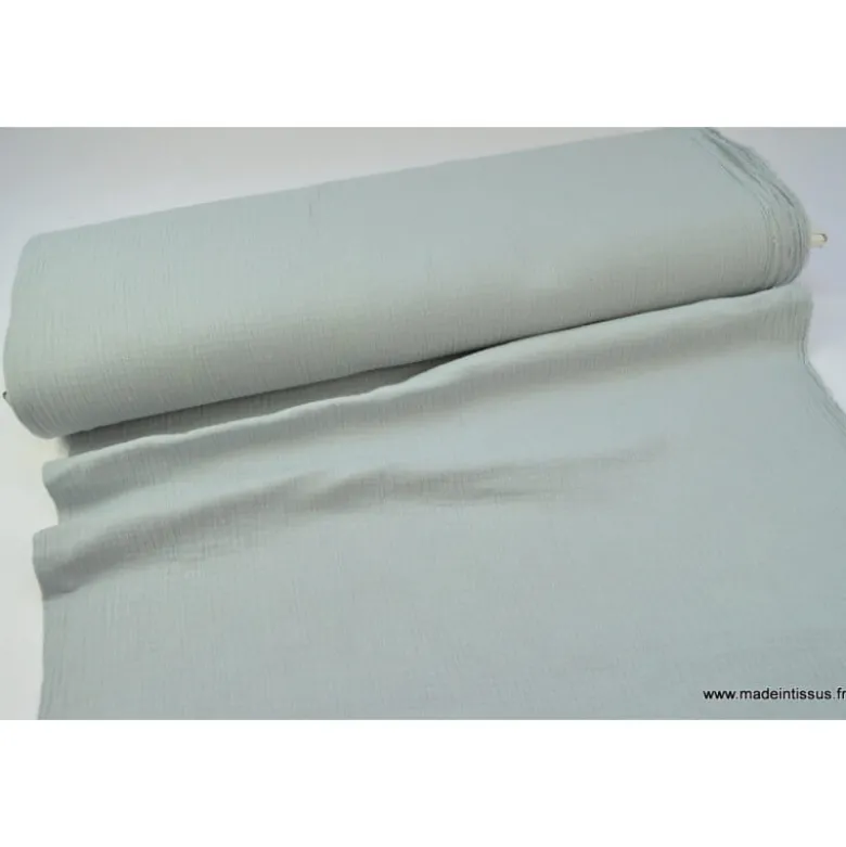 Tissu Double gaze coton Gris - OEKO TEX