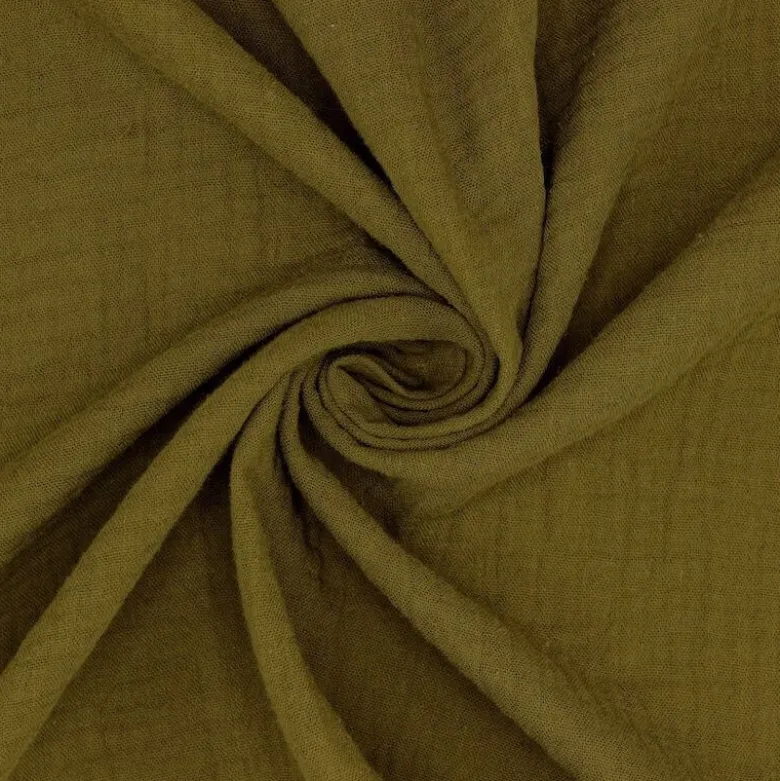 Tissu Double gaze coton kaki bronze - OEKO TEX