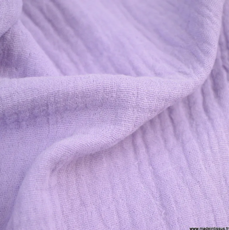 Tissu Double gaze coton Lilas - OEKO TEX